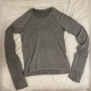 lululemon swiftly tech long sleeve race length heather grey